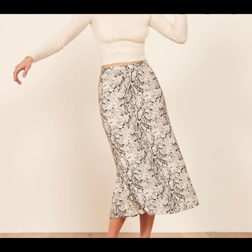 Reformation snake print midi skirt size 4